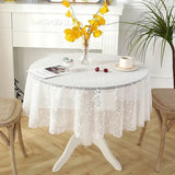 New Style White Lace Round Tablecover Home Minimalist Dining desk Tablecloth Round Dessert Hollowed Out Sheer Table Cloth