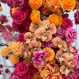 Wedding Backdrop Arch Flower Runner Hot Pink Orange Hydrangea Rose KT Board Decor Event Party Props Display