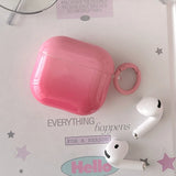 New Gradient Pink Gloss Smooth Soft Silicone Case With Keychain For Apple AirPods Pro 2 3 4 1 Wireless Bluetooth Earphone Cover