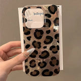 Retro Gradient Pink Texture Laser Phone Case For iPhone 17 16 Pro Max 15 14 13 12 11 XS 7 8 Plus 16E Stylish Leopard Print Cover