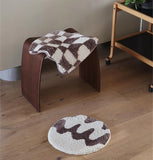Retro Geometry Tufted Seat Cushion Soft Loop Fleece Breathable Round Square Chair Mat Cushion Office Sedentary Anti-slip Mats