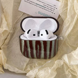 Luxury Stripe Contrast Color Case For AirPods 1 2 3 Pro 2 4 ANC Pro2 Earphone Protective Cover with Keyring Leather Rope Lanyard