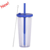 700ml,Double-Layer Straw Cup/MUG,Drinkware,Environmentally Friendly Plastic,Large Diameter,Transparent Milk Tea Cup,Holiday Gift