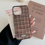 INS Simple Retro Purple Checkered Pattern Phone Case for iPhone 17pro 17 ProMax 15 14 16 Pro Max Shockproof Grid Pattern Cover