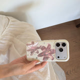 Trendy Shimmer Pink Lily Star Glitter Floral Print  Coquette Style Phone Case for iPhone 17 16 15 14 13 Pro Max Back Cover Capa