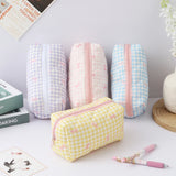 1pc Plaid Bow Pattern Pencil Case, Spacious, Large-Capacity, Fashionable and Portable School Supplies, Back-to-School Essentials