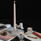 Nordic Glass Candlestick Candle Holders Tealight Candle Stand Transparent Glass Candlestick Candle Base Christmas Home Decor