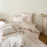 1000TC Egyptian Cotton Butterfly Flowers Embroidery Patchwork Bedding Set Duvet Cover Flat/Fitted Bed Sheet Pillowcases 4Pcs