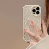 Simplicity 3D Ripples Texture White & Transparent Case for iPhone 15 14 13 Pro Max Back Phone Cover for 12 11 X XR Xs 7 8 SE2020