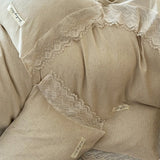 20% Linen And 80% Cotton Vintage French Lace Edge Embroidery Bedding Set Duvet Cover Set Bed Sheet/Fitted Sheet Pillowcases 4Pcs