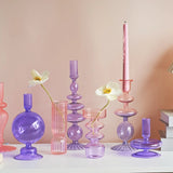 Lilac Glass Candlesticks Candle Holders Wedding Table Centerpieces Nordic Home Decoration Christmas Gift Glass Candle Holder