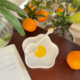 Novelty Ceramic Plate Lovely Fried Egg Shape Afternoon Tea Dessert Saucer Breakfast Salad Fruit Tray Creative Tableware Dishes