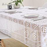 New Crocheted Table Cloth Handmade Tablecloth Rustic Dining Table Cover Pastoral  Solid Tablecloths  White Table Cloth Hot