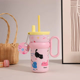 540ml Ice King Car Cup Coffee Large Capacity Stainless Steel Straw Water Cup Giant Cold  Insulated Cup 316 Office  Student Use