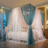 Luxury Double-deck Mosquito Net with Bracket Romantic White Lace Mantle Princess Style Floor-standing Room Decoration