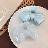 Sweet Five-pointed Star Bow Hair Clip Acrylic Jelly Color Shark Clip Pan Hair Grab Clip for Women Hair Accessories