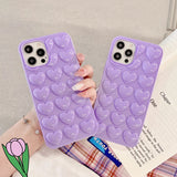 3D Love Heart Couples Phone Case For iPhone 11 Pro 12 13 14 Pro Max Mini XS Max XR X 7 8 14 Plus Candy Color Soft TPU Back Cover