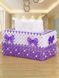 Bead String Pearl Bow Tissue Boxes Originality Manual Toilet Paper Storage Box Hotel Home Shower Room Desktop Tissue Box