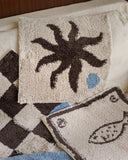 Seaside Tufting Seat Cushion Soft Chair Sofa Ocean Theme Tufted Fish Pad Home Office Warm Cozy Decor for Autumn Winter 36x40cm