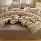 Striped Bedding Set INS Nordic Girls Soft 100% Cotton Bed Sheet Queen King Size Duvet Set Comforter Set Pillowcase Bed Linens