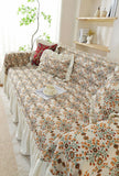 Pastoral Retro Printed Sofa Cover with Skirt All-Inclusive Floral Sofa Towel for Four Seasons Luxury Soft Furniture Protector
