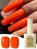 1pc 15ml Orange Gel Nail Polish Starter Pure Soak Off No Wipe Nail Gel Polish Suitable For All Seasons