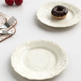 French Relief Plate Fashion White Round Ceramic Plates 2025 New Home Kitchen Serving Dish Afternoon Tea Dessert Cake Tableware