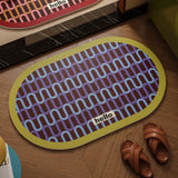 Nordic Retro Oval Shower Mat Super Absorbent Non-Slip Floor Rug Creamy Style Mid-Century Decorative Doormat for Bathroom