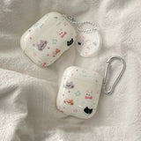 Suitable For AirPods Pro Earphone Protective Case Ins Graffiti Star Cat Apple Earphone Case AirPods S1/2 with Pendant