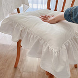 Cream Cotton Ruffles Chair Cushion Cover Flouncing Dinning Chair Pat Decor Customizable Princess Frill Cotton Home Decoration