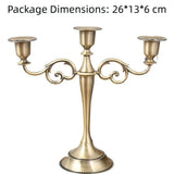 3 Arms Metal Candle Holder High Gloss European Retro Exquisite Candlestick Holder for Dining Tables Wedding Holiday Decoration