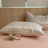 100 Cotton Pillowcase 2 PCS Colorful Stripe Pillow Case Bedding Black Pillow Cover Envelope Pillow Case Cover Nordic Sling