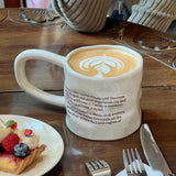 Creative Roman Letter Handheld Ceramic Cup Irregular Long Handle Coffee Mark Water Cup Coffee Cup