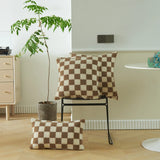 Checkered Cushion Cover Checkerboard Throw Pillowcase Short Fleece Square Pillow Cover For Home Living Room Sofa Decoration