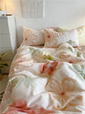 Romantic Hand-Painted Floral Pure Cotton Bedding Set Fairy T Country Sle Quilt Cover Tee-Piece Set Bedding Ensembles