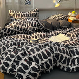 3/4PCS Dark Goth Bedding Set Black Cat Pine Tree Puff Gauze Duvet Cover Set for Goth Girl Bedroom Decoration King Queen Size