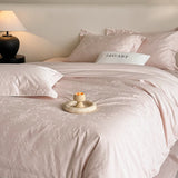 Premium Jacquard Egyptian Cotton Bedding Set Luxury Queen King Size Duvet Cover Size Flat/Fitted Bed Sheet Pillowcases 4Pieces