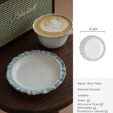 European-Style Court Ceramic Lace Staple Plate, Simple Blue Breakfast Mug, Underglaze Coffee Mug, Home Tableware Set