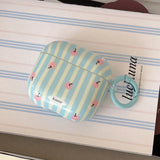 Gentle pink apple blue stripe earphone case for Apple airpods1/2/3/4 generation airpods pro2 generation silicone soft cute case