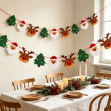 1Set Felt Christmas Hanging Bunting Banner with Santa Reindeer Christmas Tree, for Fireplace Mantel Door Outdoor New Year Party