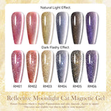 Gold Reflective Moonlight Gel Nail Polish Cat Magnetic Aurora Spar Glitter Semi-Permanant Varnish Nail Art Magnetic