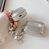 Plating Silver Rabbit Bunny Earphone Case for AirPods Pro 2 Heart Pendant Cover for Airpods 2/3 Bluetooth Headset Case Keychain