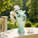 Nordic Style Ruffled Mouth Glass Flower Vase Transparent Light Green Vase for Wedding Centerpiece Home Decor Gift