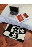 Checkerboard Flower Fluffy Tufting Bathmat Nordic Soft Plush Anti Slip Bathroom Carpet Entrance Rug Mat Kitchen Toilet Floormat