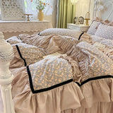 4/6Pcs Elegant French Pastoral Flower Bedding Set Vintage Floral 100% Cotton Double Queen King Duvet Cover Pillowcase Bed Skirt