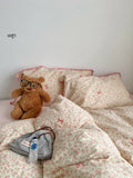 Pure Cotton Double Layered Lace Four Piece Bedding Set Cute South France Secret Garden Cartoon Design Bed eet Cover Duvet C...
