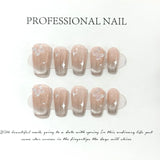 10Pcs French Coffin Handmade Press On Nails Full Cover Pure Color Pearl Design Cat Eye False Nails Artificial Manicure Nail Tips