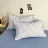 Korean Bedding Full Sets Blue New Soft Striped Queen Bed Sheets Duvet Cover With Pillowcase No Filling Bedroom Decor