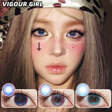 Half-Year 2pcs Colored Contacts Lens Vigour Girl Series Blue Galaxy Design Women Party Cosplay Natural Look Cute Gifts