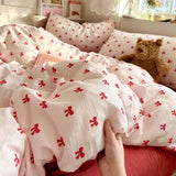 New aerobic three-layer yarn printing four-piece set skin-friendly and soft four-piece set of bedding in student dormitory